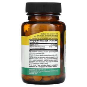 Thành phần vi chất của Country Life Target-Mins Zinc 50 mg 180 Tablets 015794025214