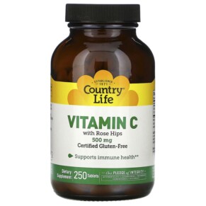 Thực phẩm chức năng Country Life Vitamin C with Rose Hips 500 mg 250 Tablets 015794067948