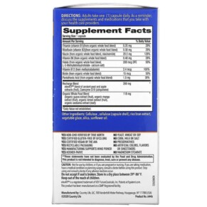 Thành phần vi chất của Country Life Whole Food B-Vitamin Cellular Recharge 30 Vegan Capsules 015794064466