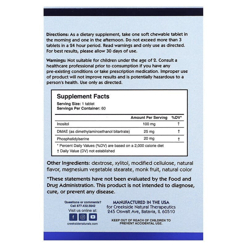 Creekside Natural Therapeutics Children's Focused Mind Jr Orange Cream 60 EZ-Melt Tablets 2 Thành phần vi chất của Creekside Natural Therapeutics Children's Focused Mind Jr Orange Cream 60 EZ-Melt Tablets 856075004067