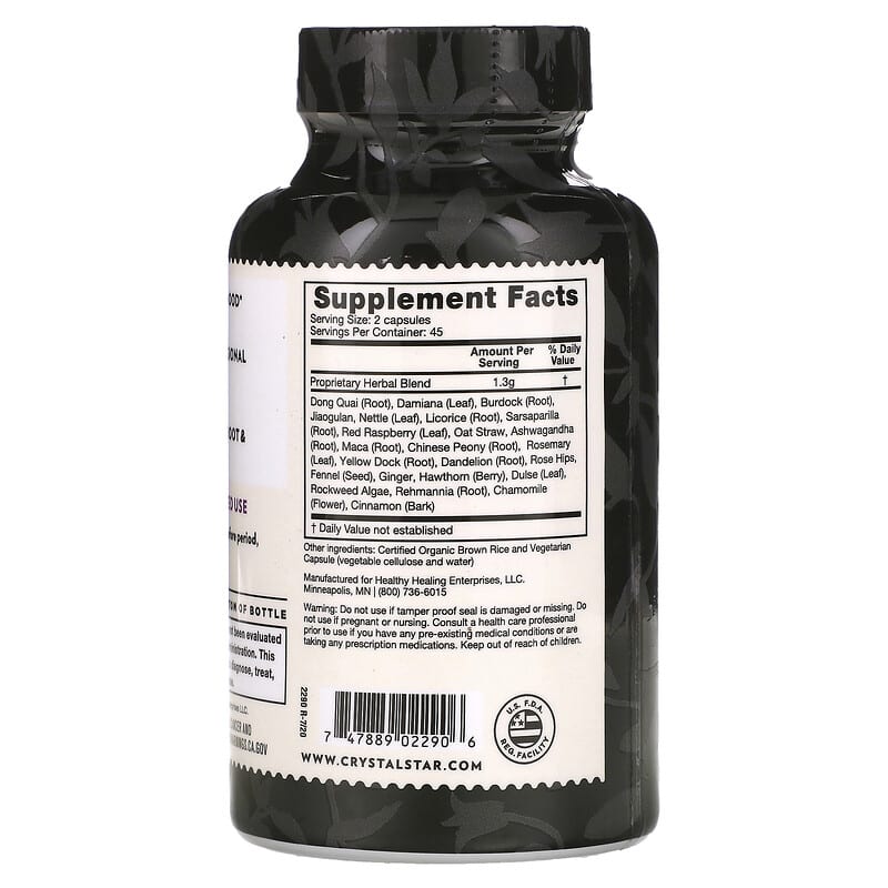 Crystal Star Female Harmony PMS Support 90 Vegetarian Capsules 2 Thành phần vi chất của Crystal Star Female Harmony PMS Support 90 Vegetarian Capsules 747889022906