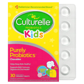 Thực phẩm chức năng Culturelle Kids Purely Probiotics Chewables 3+ Years Bursting Berry 30 Chewable Tablets 049100400150