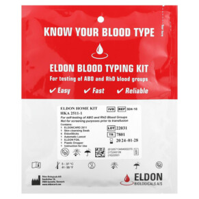 Thực phẩm chức năng D'Adamo Personalized Nutrition Eldon Blood Typing Kit 1 Easy Self-Testing Kit 892165002001