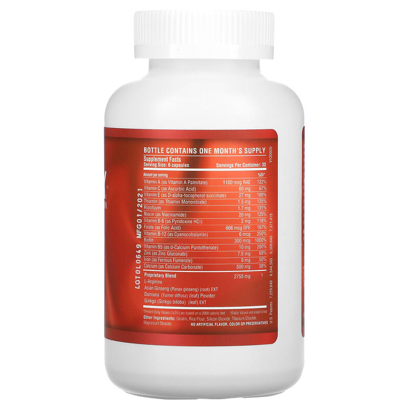 Daily Wellness Company ArginMax for Women 180 Capsules 2 Thành phần vi chất của Daily Wellness Company ArginMax for Women 180 Capsules 631462240125