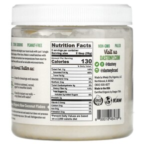 Dastony Organic Coconut Butter 8 oz (227 g) 3 Thành phần vi chất của Dastony Organic Coconut Butter 8 oz (227 g) 850018464789
