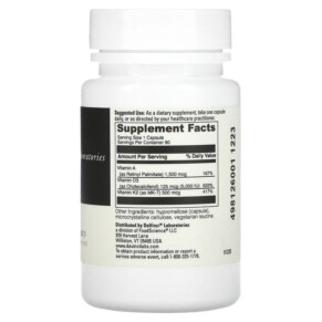 Thành phần vi chất của DaVinci Laboratories of Vermont A-D-K 60 Capsules 026664001023