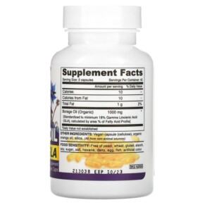 Thành phần vi chất của Deva Premium Vegan Borage Oil GLA 90 Vegan Caps 895634000256