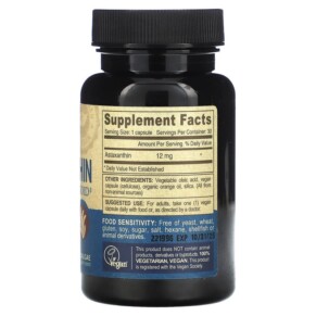 Thành phần vi chất của Deva Vegan Astaxanthin Super Carotenoid 12 mg 30 Vegan Caps 895634000560