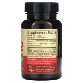Thành phần vi chất của Deva Vegan B12 Fast-Dissolve 2.500 mcg 90 Tablets 895634000430