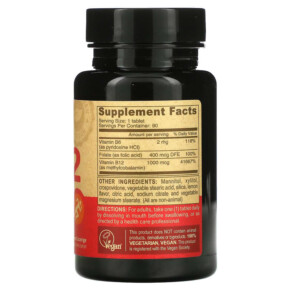 Thành phần vi chất của Deva Vegan B12 with Folic Acid & B6 Fast-Dissolve 90 Tablets 895634000218