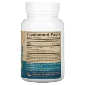 Thành phần vi chất của Deva Vegan Omega-3 DHA 200 mg 90 Softgels 895634000232