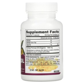 Thành phần vi chất của Deva Vegan Premium Evening Primrose Oil 90 Vegan Caps 895634000249