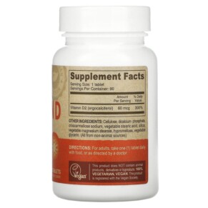 Thành phần vi chất của Deva Vegan Vitamin D D2 60 mcg (2.400 IU) 90 Tablets 895634000331