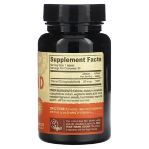 Thành phần vi chất của Deva Vegan Vitamin D2 20 mcg (800 IU) 90 Tablets 895634000270