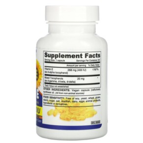 Thành phần vi chất của Deva Vegan Vitamin E with Mixed Tocopherols Soy-Free 400 IU 90 Vegan Caps 895634000324