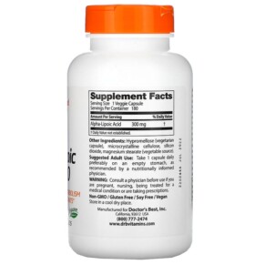 Thành phần vi chất của Doctor's Best Alpha-Lipoic Acid 300 300 mg 180 Veggie Caps 753950002777