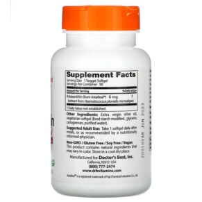 Thành phần vi chất của Doctor's Best Astaxanthin with AstaReal 6 mg 90 Veggie Softgels 753950003675