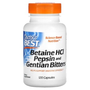 Thực phẩm chức năng Doctor's Best Betaine HCI Pepsin & Gentian Bitters 120 Capsules 753950001633