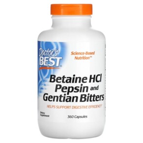 Thực phẩm chức năng Doctor's Best Betaine HCL Pepsin and Gentian Bitters 360 Capsules 753950003156