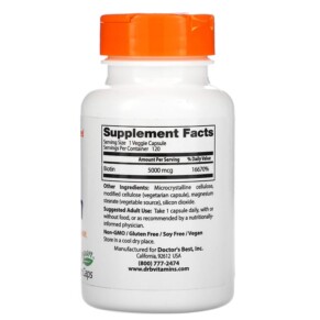 Thành phần vi chất của Doctor's Best Biotin 5.000 mcg 120 Veggie Caps 753950003019