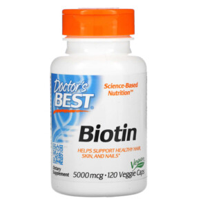 Thực phẩm chức năng Doctor's Best Biotin 5.000 mcg 120 Veggie Caps 753950003019