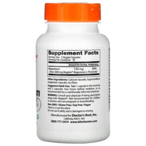Doctor's Best Brain Magnesium with Magtein 50 mg 90 Veggie Caps 3 Thành phần vi chất của Doctor's Best Brain Magnesium with Magtein 50 mg 90 Veggie Caps 753950002838