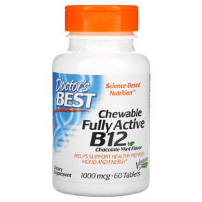 Thực phẩm chức năng Doctor's Best Chewable Fully Active B12 Chocolate Mint 1.000 mcg 60 Tablets 753950003286