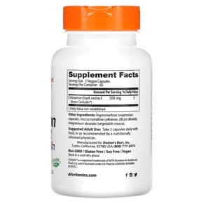 Thành phần vi chất của Doctor's Best Cinnamon Extract with CinSulin 250 mg 120 Veggie Caps 753950004634