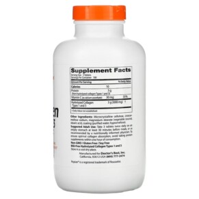 Thành phần vi chất của Doctor's Best Collagen Types 1 and 3 with Peptan and Vitamin C 1.000 mg 540 Tablets 753950003583