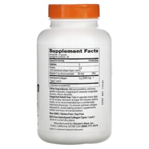 Thành phần vi chất của Doctor's Best Collagen Types 1 and 3 with Peptan and Vitamin C 125 mg 240 Capsules 753950002630