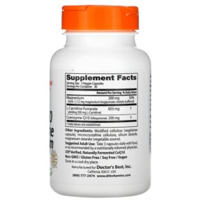 Thành phần vi chất của Doctor's Best CoQ10 L-Carnitine Magnesium 90 Veggie Caps 753950004771