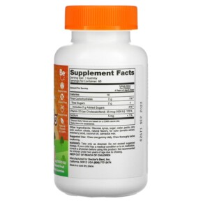 Thành phần vi chất của Doctor's Best Doc's Kids Vitamin D3 Gummies All Natural Fruit 25 mcg (1.000 IU) 60 Natural Fruit Pectin Gummies 753950005464