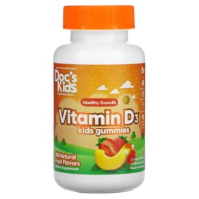 Thực phẩm chức năng Doctor's Best Doc's Kids Vitamin D3 Gummies All Natural Fruit 25 mcg (1.000 IU) 60 Natural Fruit Pectin Gummies 753950005464