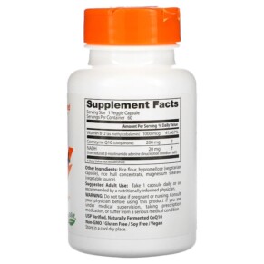 Thành phần vi chất của Doctor's Best Energy+ CoQ10 NADH & B12 60 Veggie Caps 753950005044