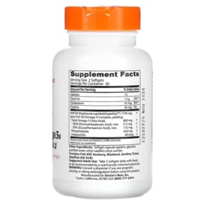 Thành phần vi chất của Doctor's Best Enhanced Krill Plus Omega3s with Superba 2 60 Softgels 753950002340