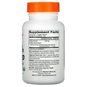 Thành phần vi chất của Doctor's Best Extra Strength Ginkgo 120 mg 120 Veggie Caps 753950000919