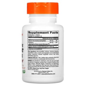 Thành phần vi chất của Doctor's Best Fast Acting Arginine Complex with Nitrosigine 750 mg 60 Tablets 753950004061