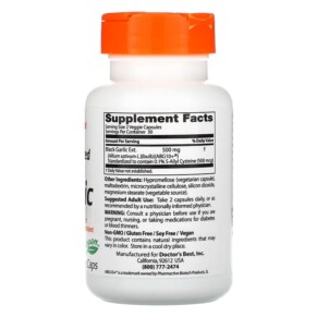 Thành phần vi chất của Doctor's Best Fermented Black Garlic ABG10+ 250 mg 60 Veggie Caps 753950005716