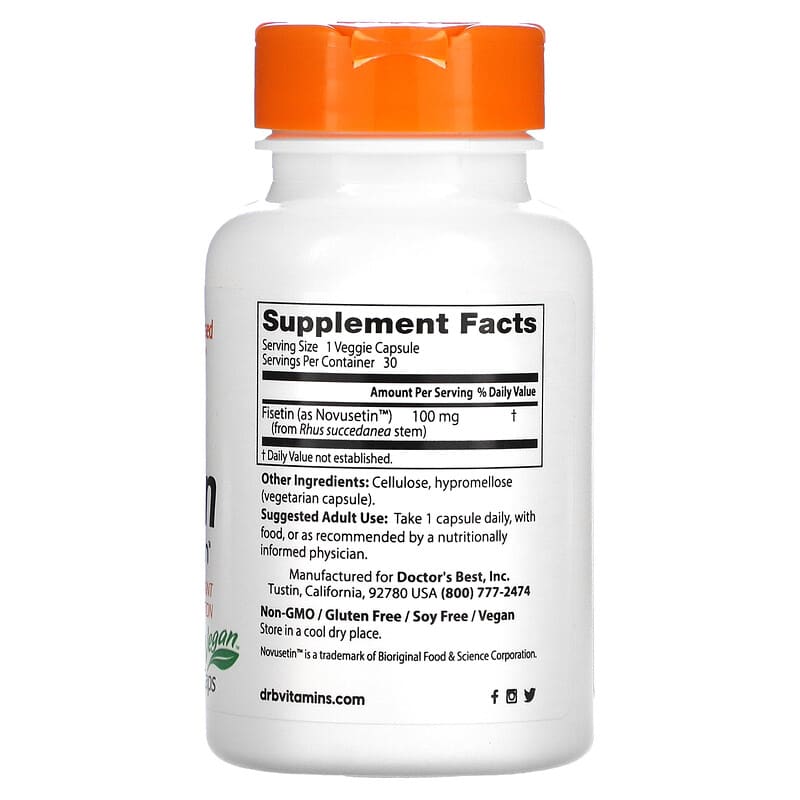 Doctor's Best Fisetin with Novusetin 100 mg 30 Veggie Caps 2 Thành phần vi chất của Doctor's Best Fisetin with Novusetin 100 mg 30 Veggie Caps 753950002272