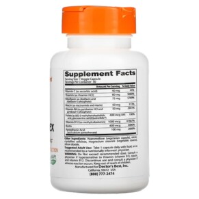 Thành phần vi chất của Doctor's Best Fully Active B Complex with Quatrefolic 30 Veggie Caps 753950002999