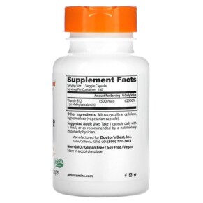 Thành phần vi chất của Doctor's Best Fully Active B12 1.500 mcg 180 Veggie Caps 753950005167