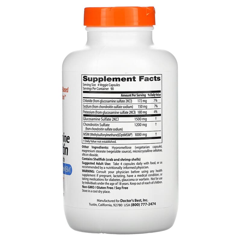 Doctor's Best Glucosamine Chondroitin MSM with OptiMSM 360 Veggie Capsules 2 Thành phần vi chất của Doctor's Best Glucosamine Chondroitin MSM with OptiMSM 360 Veggie Capsules 753950003644