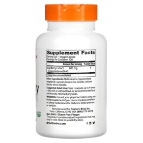 Thành phần vi chất của Doctor's Best Goji Berry Extract 600 mg 120 Veggie Caps 753950001534