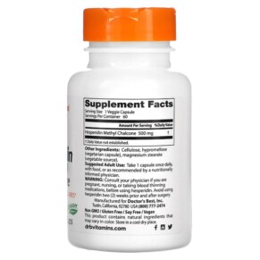 Thành phần vi chất của Doctor's Best Hesperidin Methyl Chalcone 500 mg 60 Veggie Caps 753950002876