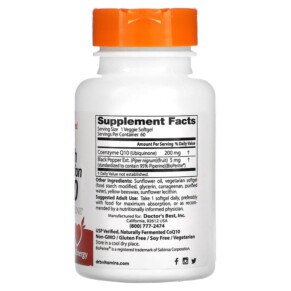 Thành phần vi chất của Doctor's Best High Absorption CoQ10 with BioPerine 200 mg 60 Veggie Softgels 753950004122