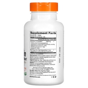 Thành phần vi chất của Doctor's Best High Absorption Curcumin 1.000 mg 120 Tablets 753950001954