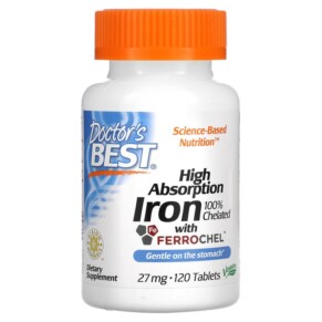 Thực phẩm chức năng Doctor's Best High Absorption Iron with Ferrochel 27 mg 120 Tablets 753950004597