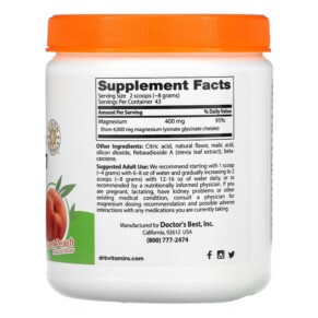Thành phần vi chất của Doctor's Best High Absorption Magnesium Powder Sweet Peach 12.3 oz (347 g) 753950005181