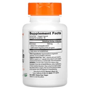 Thành phần vi chất của Doctor's Best High Potency Bromelain 3000 GDU 500 mg 90 Veggie Caps 753950002159