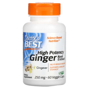 Thực phẩm chức năng Doctor's Best High Potency Ginger Root Extract 250 mg 60 Veggie Caps 753950005693